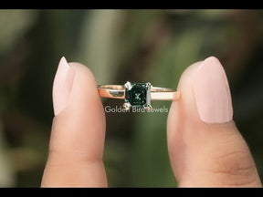 You Tube Video Of Green Asscher Cut Moissanite Solitaire Engagement Ring
