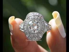 OEC Round Cut Moissanite Handmade Engagement Ring