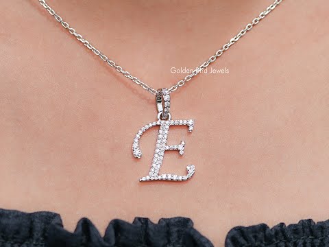 Round Cut Moissanite E Letter Pendant
