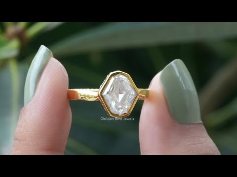[YouTube Video Of Step Cut Moval Moissanite Hidden Halo Ring]-[Golden Bird Jewels]