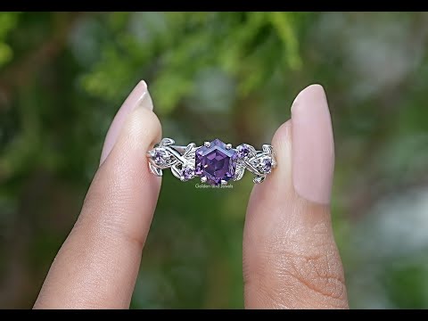YouTube Video Of Purple Hexagon Cut Engagement Ring
