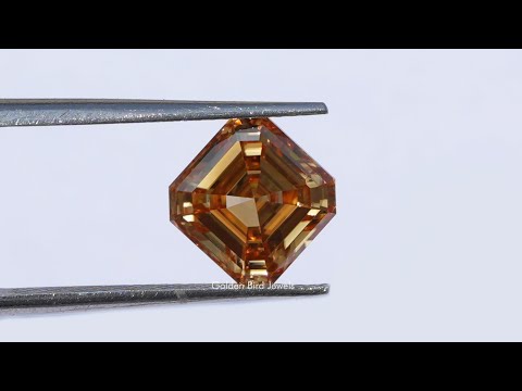 [YouTubbe Video Of Orange Asscher Cut Loose Moissanite]-[Golden Bird Jewels]