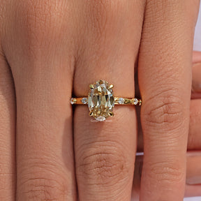 Yellow Old Mine Oval Cut Accent Stone Engagement Ring