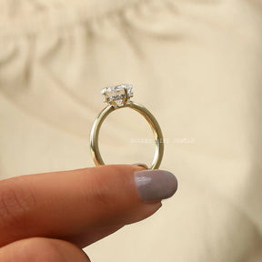 [Asscher Cut Moissanite Solitaire Engagement Ring]-[Golden Bird Jewels] 