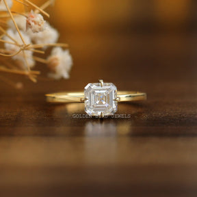 [ 1.50 Carat Asscher Cut Colorless Moissanite Engagement Ring]-[Golden Bird Jewels] 