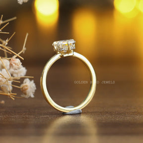 [Asscher Cut Moissanite Hidden Halo Engagement Ring]-[Golden Bird Jewels] 
