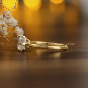[Hidden Halo Moissanite Asscher Cut Ring Made Of Yellow Gold]-[Golden Bird Jewels] 