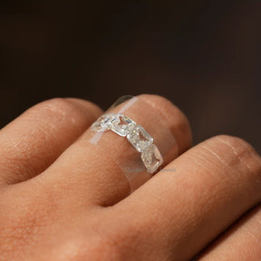 In Finger Side View Of Asscher Shape Cut Moissanite Diamond