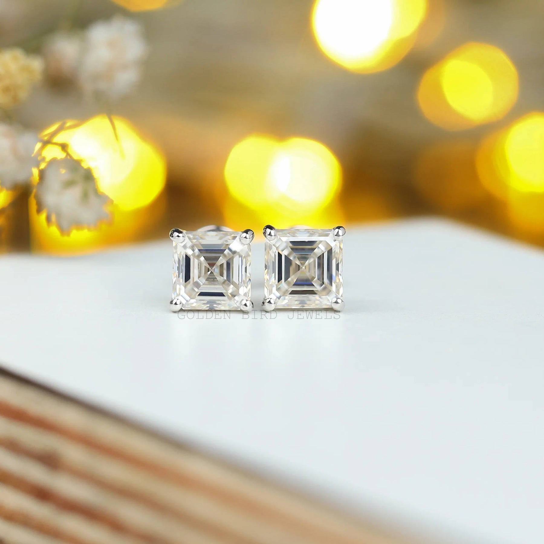 Asscher cut diamond earrings on sale