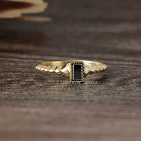 Classic Front View Of Vintage Style Black Moissanite Solitaire Engagement Ring