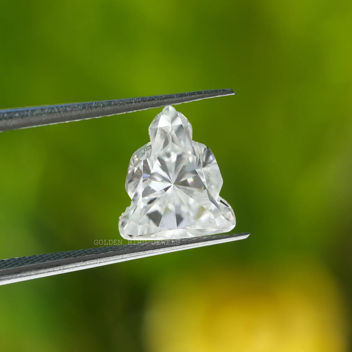 View Of Buddha Cut Antique Loose Moissanite In White