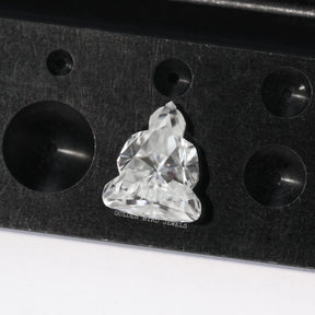 View of Buddha Cut Loose Moissanite Stone In White