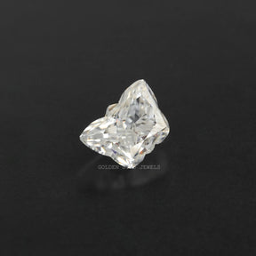 side view of 2.72 carat colorless and vvs clarity butterfly cut moissanite stone 