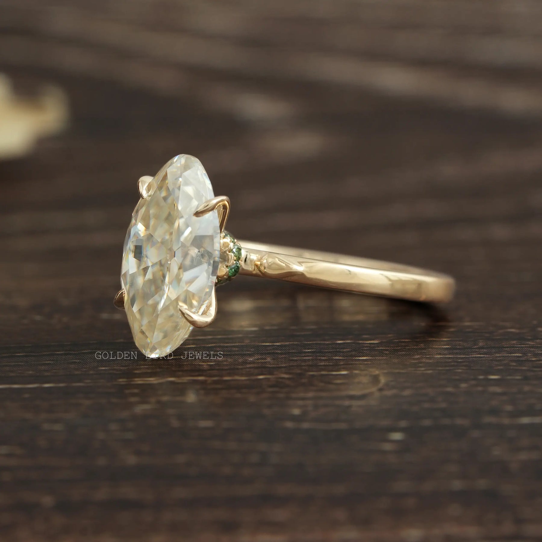 [Marquise Cut Moissanite Engagement Ring]-[Golden Bird Jewels]