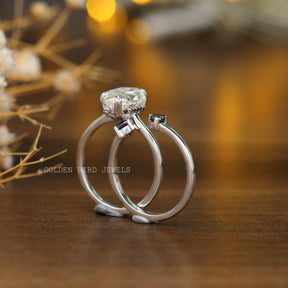 Colorless Dutch Marquise Hidden Halo Black Trillion Moissanite Ring
