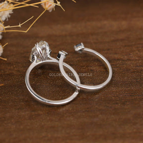 Colorless Dutch Marquise Hidden Halo Black Trillion Moissanite Ring