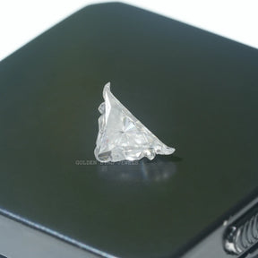 on box antique colorless 2.40 carat bull face cut moissanite stone