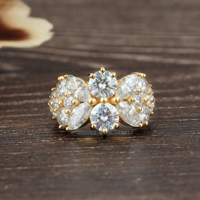 [1.40 Carat Colorless Moissanite Vintage Style Engagement Ring]-[Golden Bird Jewels]
