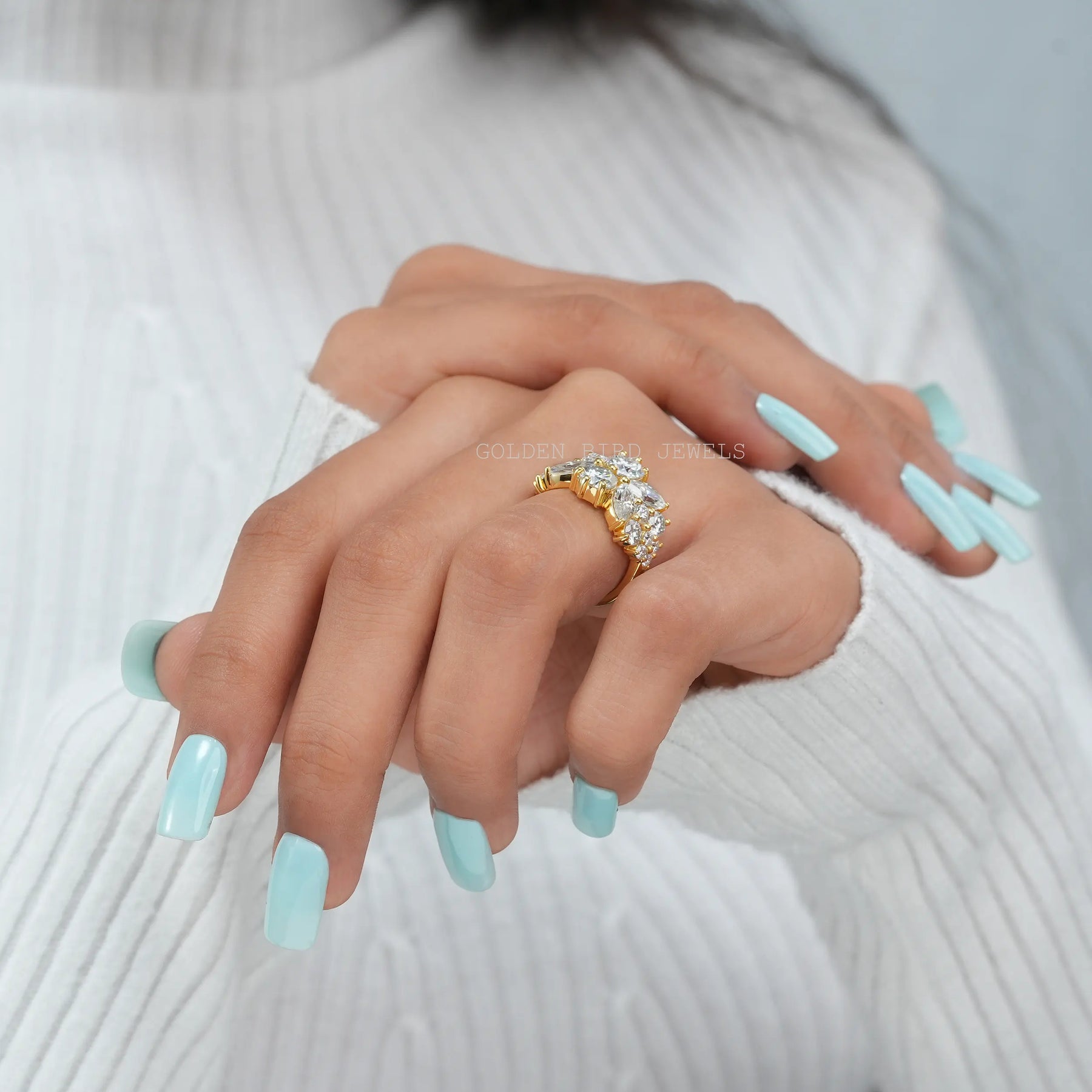[Vintage Style Moissanite Engagement Ring]-[Golden Bird Jewels]