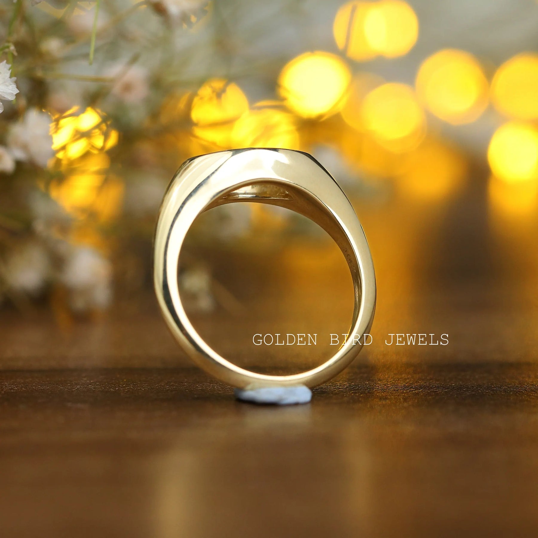 Standing Back Side View Of 18K Solid Yellow Gold Solitaire Engagement Ring