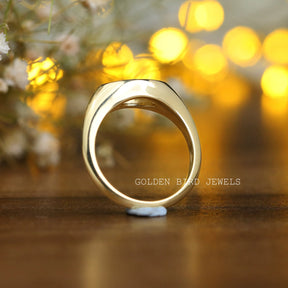 Standing Back Side View Of 18K Solid Yellow Gold Solitaire Engagement Ring