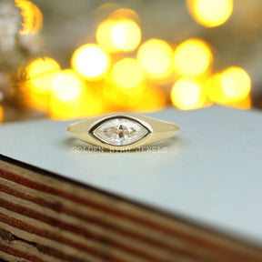 Marquise Cut Moissanite Bezel Set Solitaire Engagement ring
