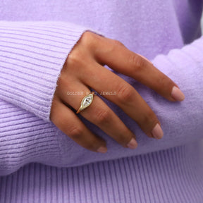 In Finger Colorless Marquise Cut Moissanite Engagement Ring