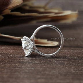 [Moissanite Solitaire Hexagon Ring Crafted With White Gold]-[Golden Bird Jewels]