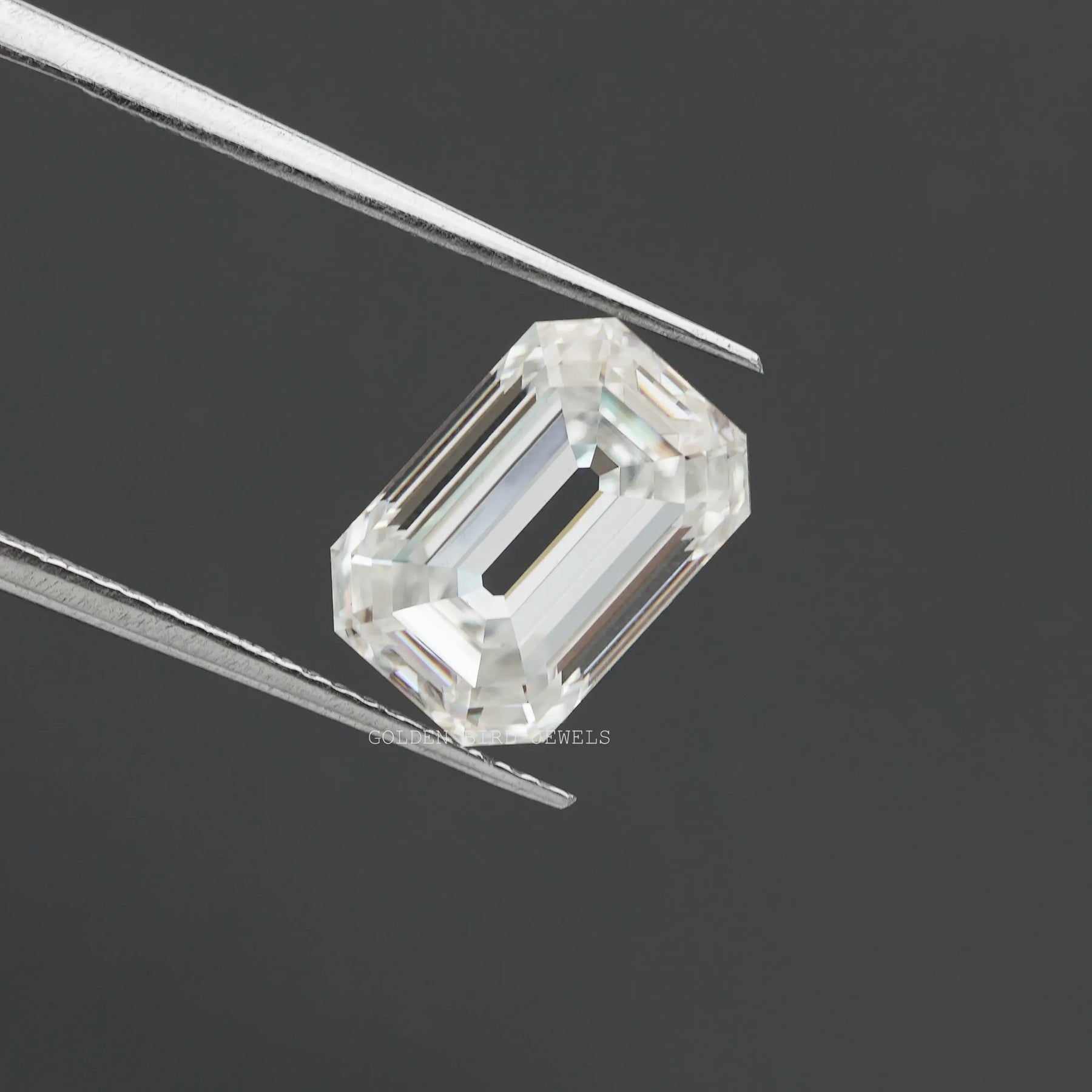[Colorless Old Mine Emerald Cut Loose Moissanite Stone]-[Golden Bird Jewels]