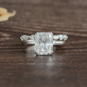 Colorless Radiant Cut Moissanite Half Eternity Matching Band