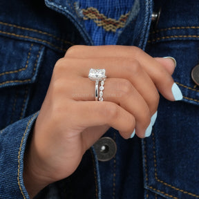 Colorless Radiant Cut Moissanite Half Eternity Matching Band