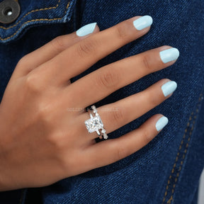 Colorless Radiant Cut Moissanite Half Eternity Matching Band