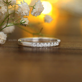 Side View Of Round Cut Half Eternity Wedding Band