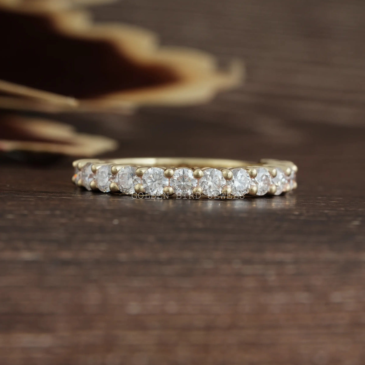 Colorless Round Cut Half Eternity Moissanite Band