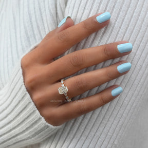 View of Crushed Ice Radiant Cut Moissanite Ring In White Gold