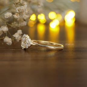 Side View Of 14K Yellow Gold Oval Cut Moissanite Engagement Ring