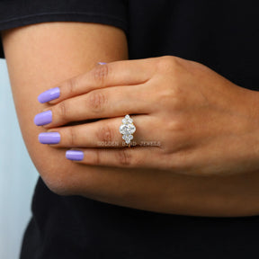 In Finger Front View Of 7 Stone Moissanite Engagement Ring