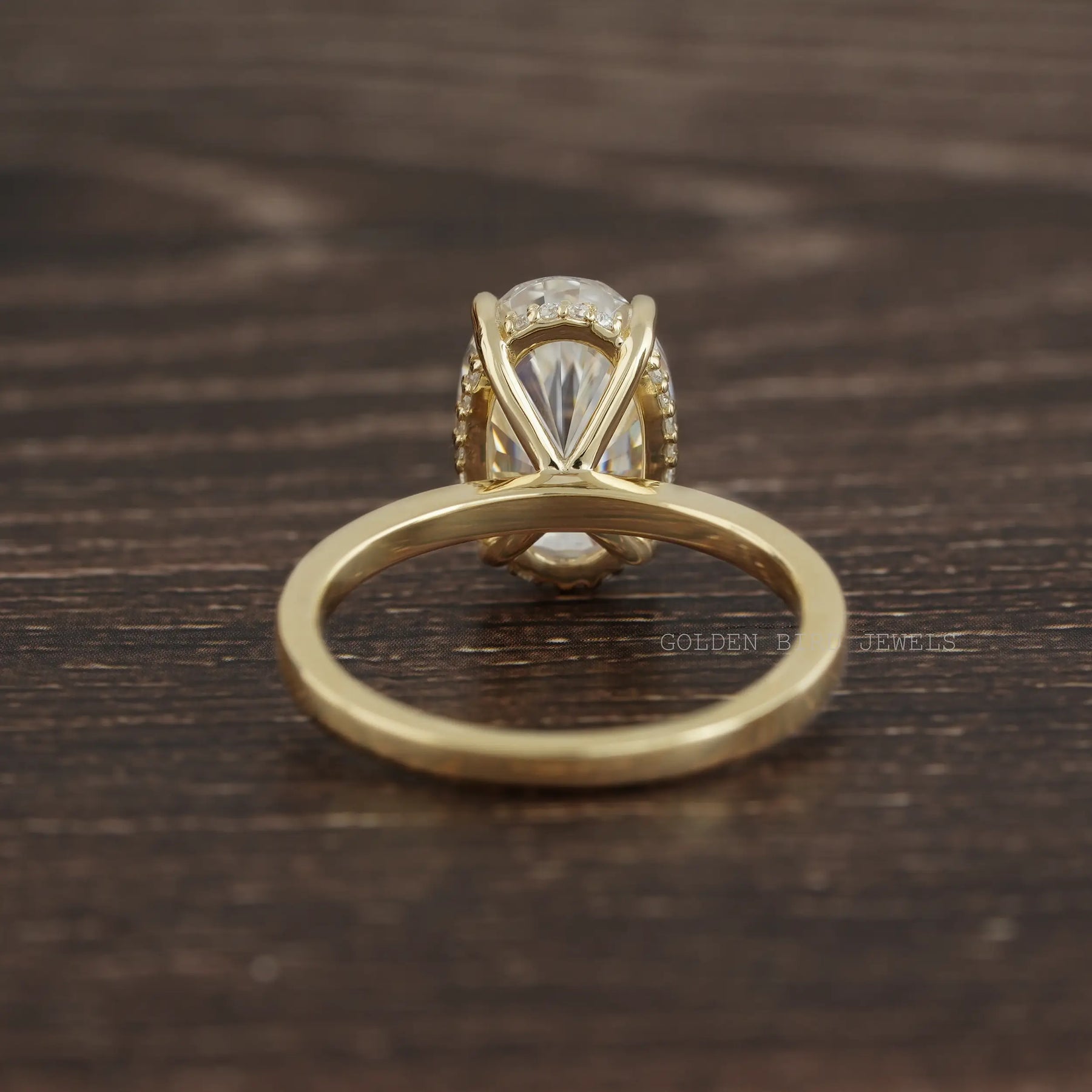 [Hidden Halo Oval Cut Solitaire Engagement Ring]-[Golden Bird Jewels]