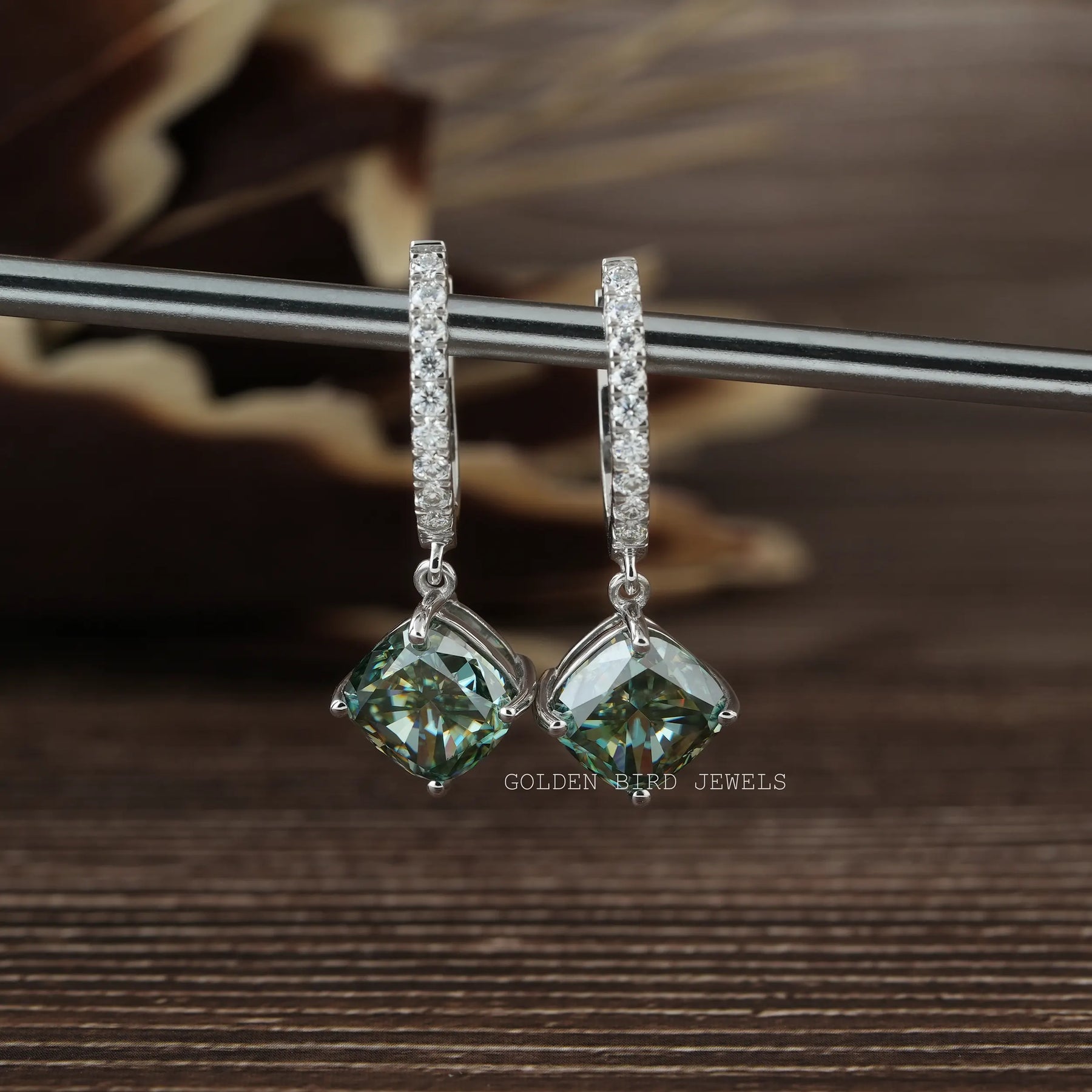 Green cheap moissanite earrings