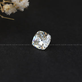 Close view of Off White Cushion Cut Loose Moissanite 