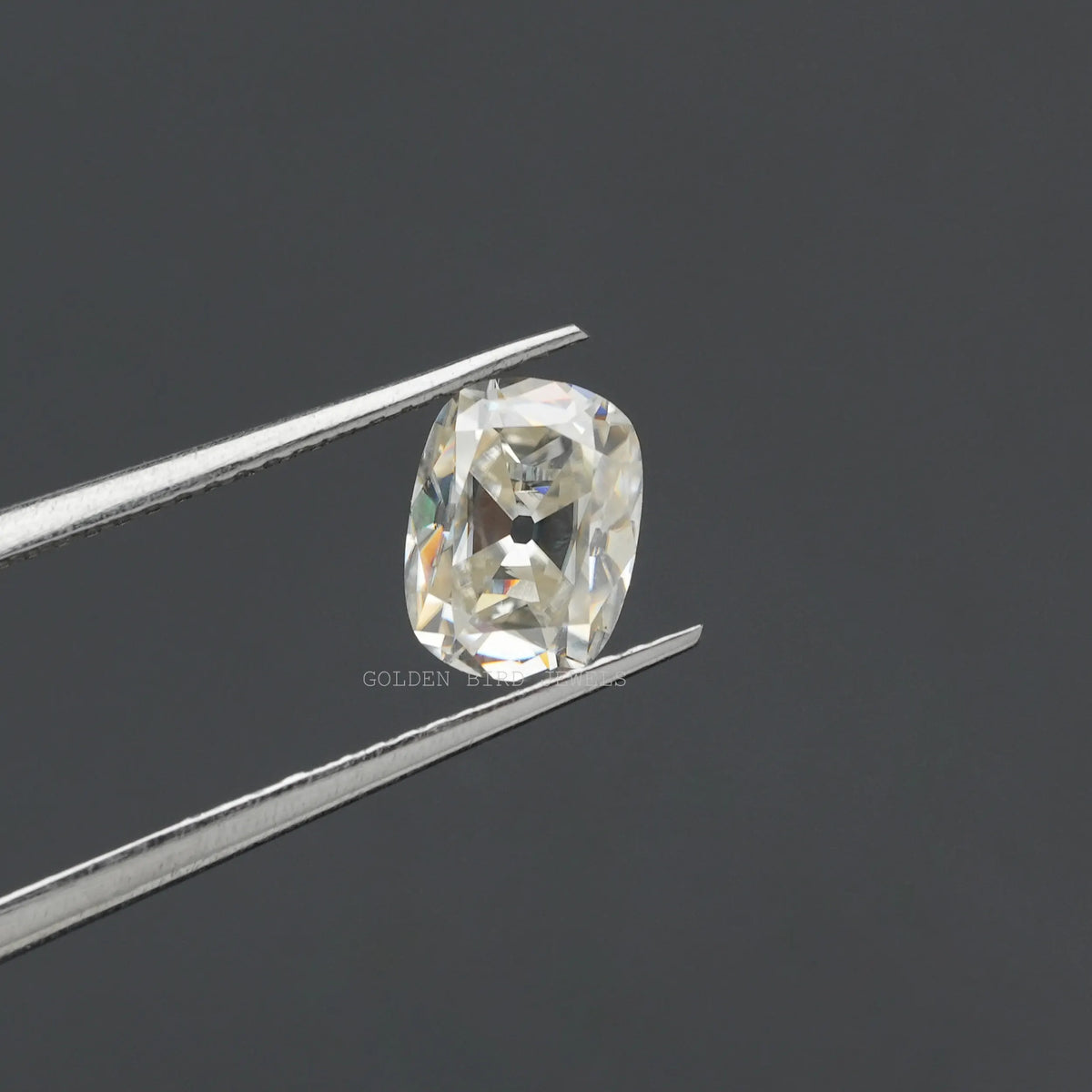 View of Old Mine Cushion Cut Loose Moissanite