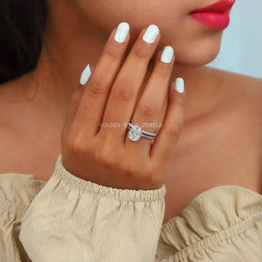 [Cushiion Cut Moissanite Bridal Wedding Ring Set With VVS Clarity Moissanite]-[Golden Bird Jewels]