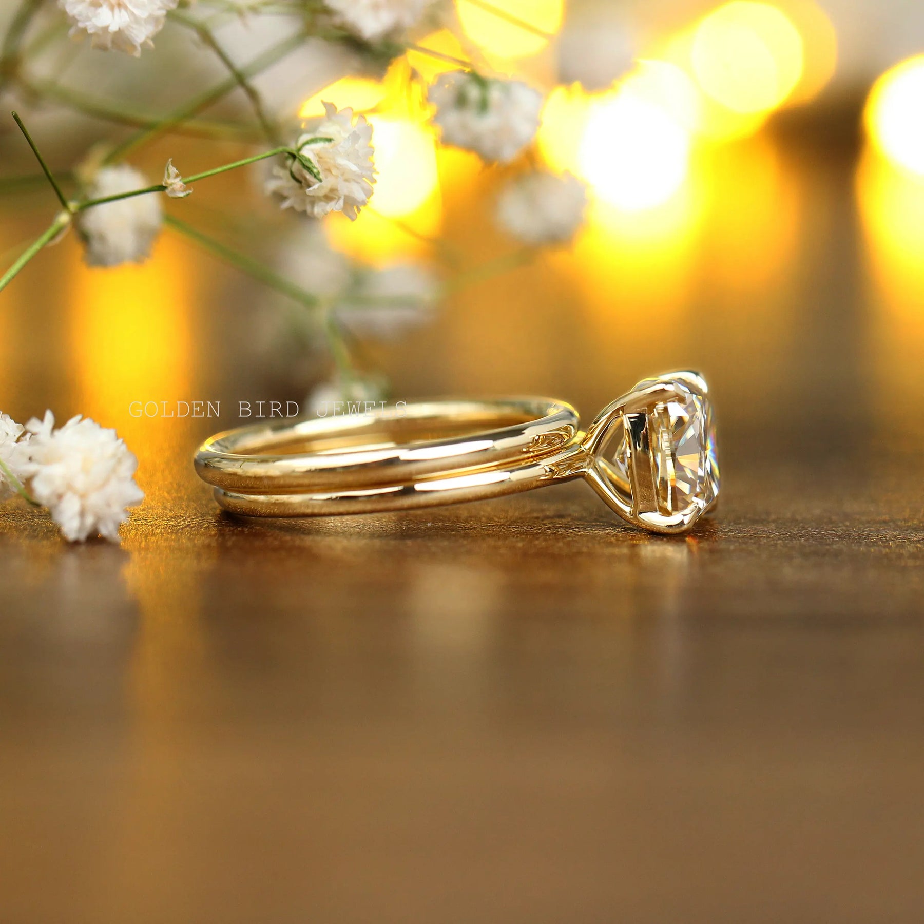 10K Yellow Gold Moissanite Bridal Wedding Ring Set