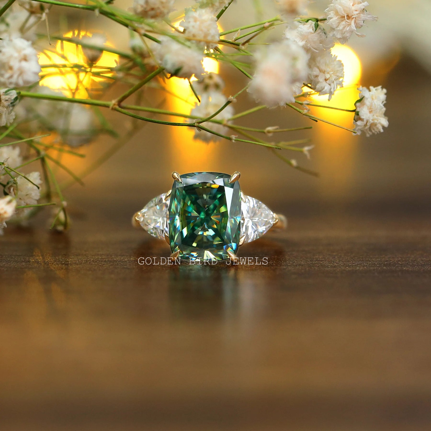 Three stone cushion cut online