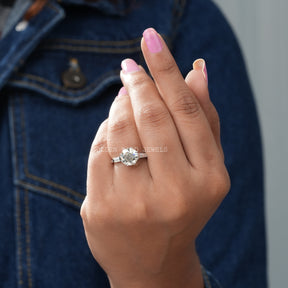 Old European Round Moissanite Three Stone Engagement Ring