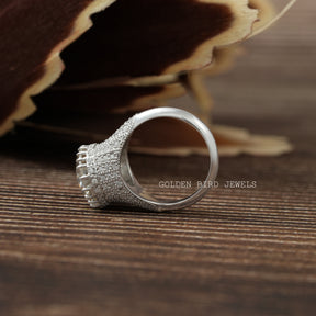 [This moissanite round cut ring made in 18k white gold]-[Golden Bird Jewels]