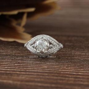 [1.05 Carat OEC Round Art Deco Moissanite Vintage Ring]-[Golden Bird Jewels]