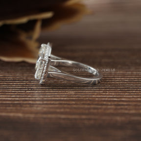Step Cut Marquise Moissanite Halo Ring