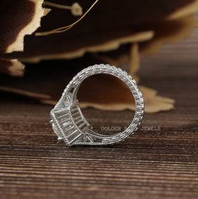 [Prong Set Moissanite Old European Round Cut Art Deco Ring]-[Golden Bird Jewels]