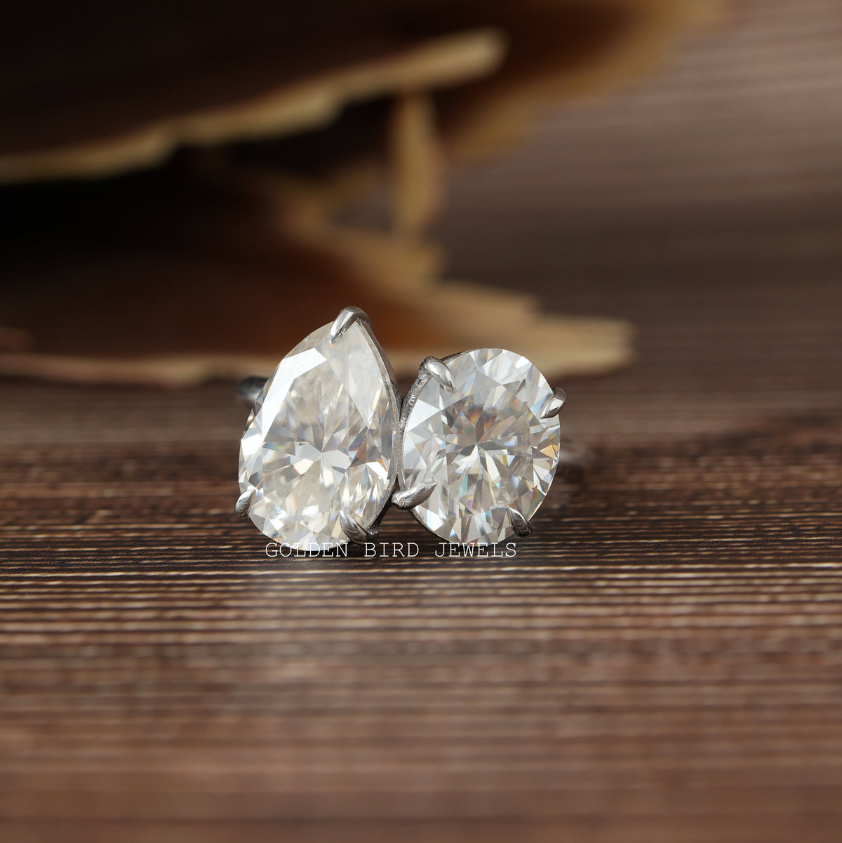 Pear And Oval Cut Moissanite Ring In White Gold